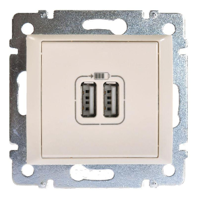 Розетка USB 2-м СП Valena механизм сл. кость (DIY-упак.) IEK 694372