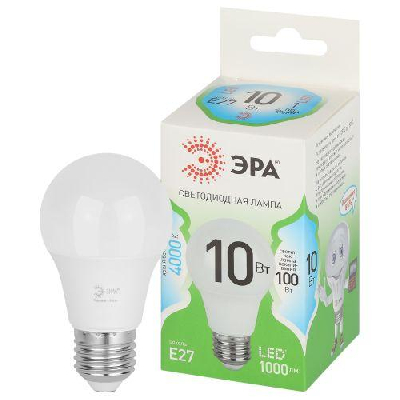 Лампа светодиодная GREEN LINE A60-10W-840-E27 GL 10Вт груша 4000К яркий свет бел. E27 Эра Б0067135